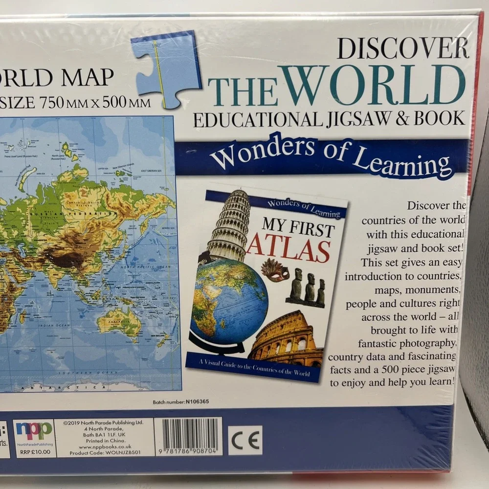 Discover The World Wonders of Learning 500 Pc Puzzle & Atlas Book Set SEALED